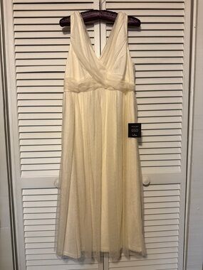 Lulu's Cream Layered Mesh V-Neck Maxi Dress